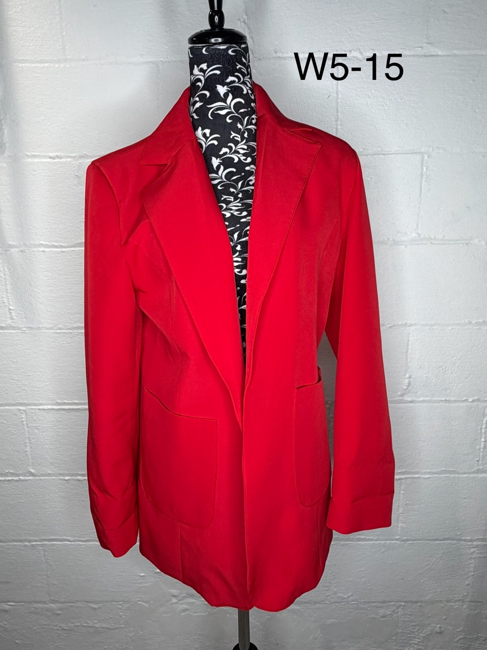 Crimson Red Open Front Longline Blazer Jacket - Size Large